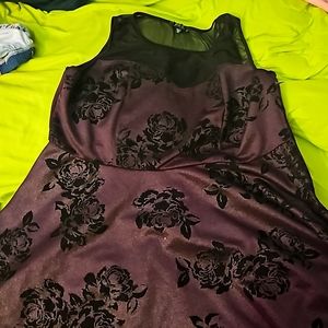Purple With Black Roses Dress